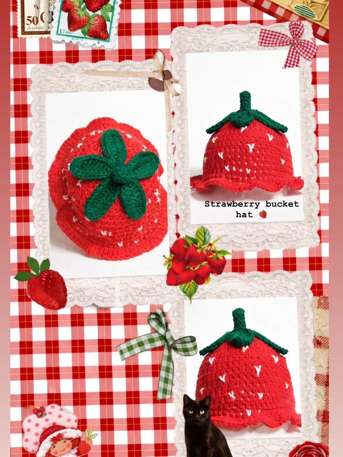 Crochet strawberry bucket hat❤️🍓(for kids)