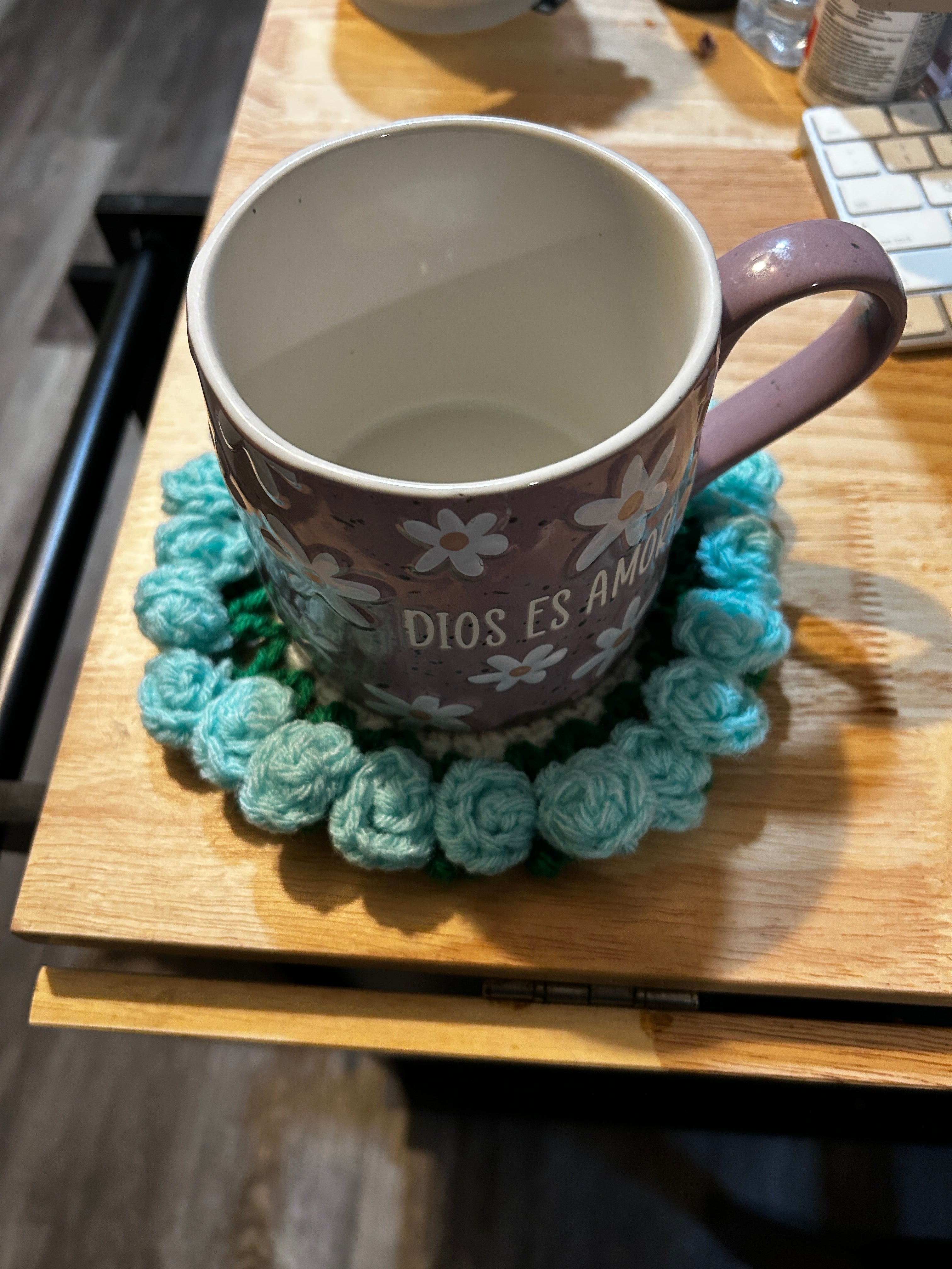 Crochet flower bouquet coaster 🤍💐