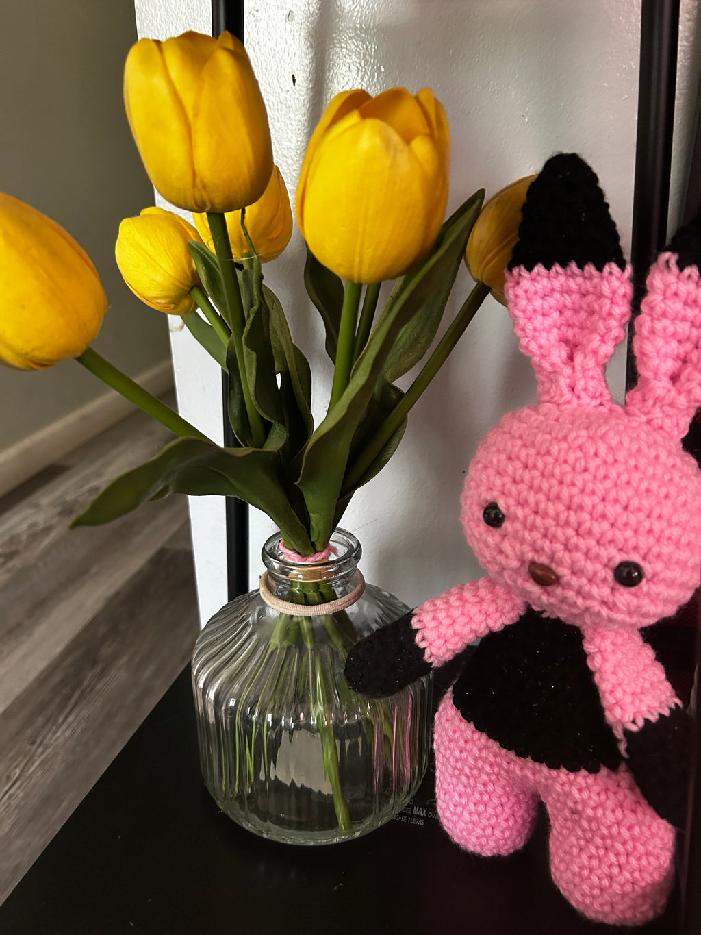 Pink and black crochet bunny 🩷🖤🩷🖤