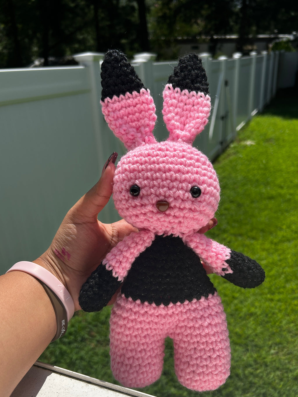 Pink and black crochet bunny 🩷🖤🩷🖤