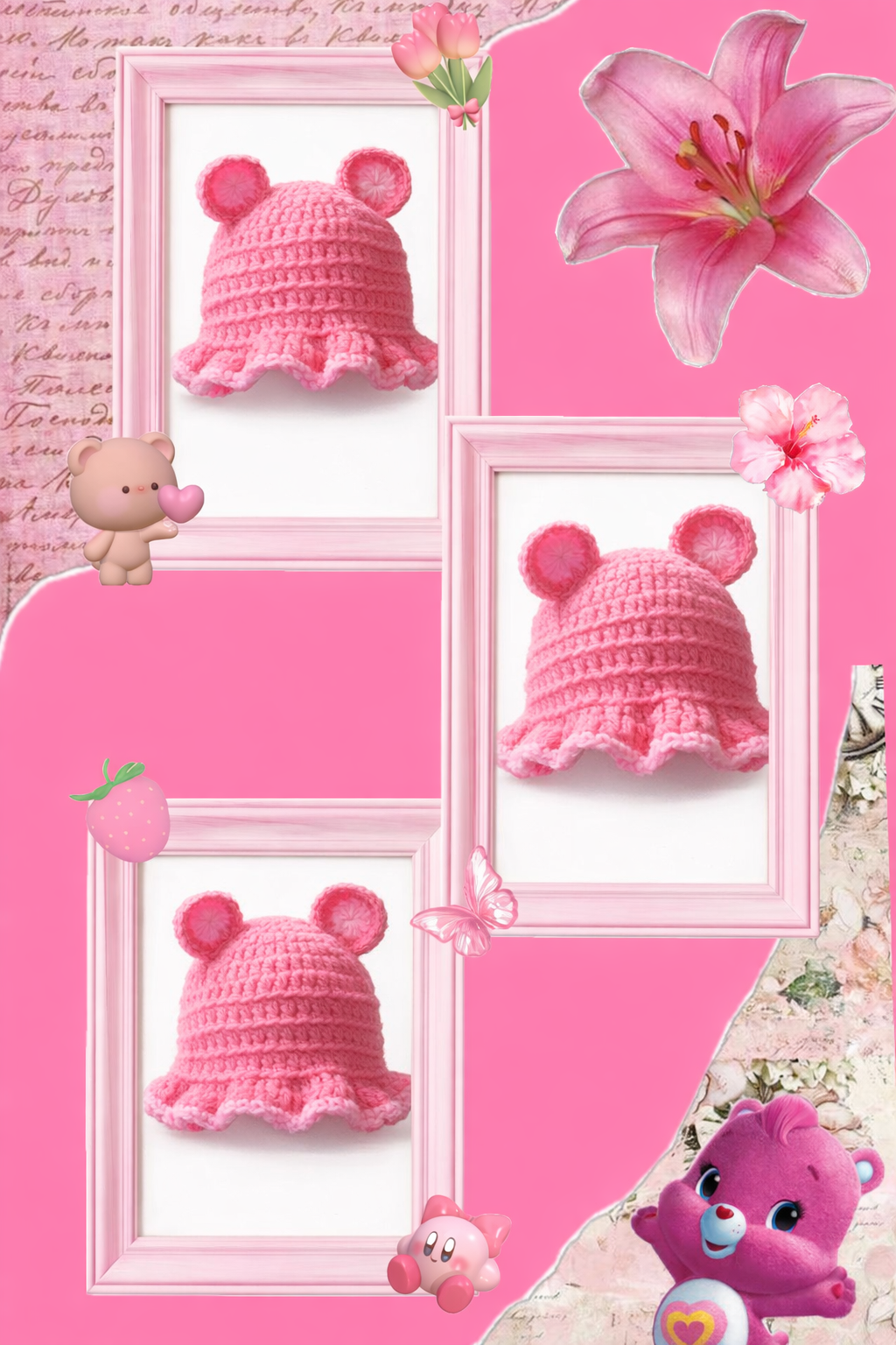 Adorable crochet pink teddy bear bucket hat 🩷🧸(for kids)