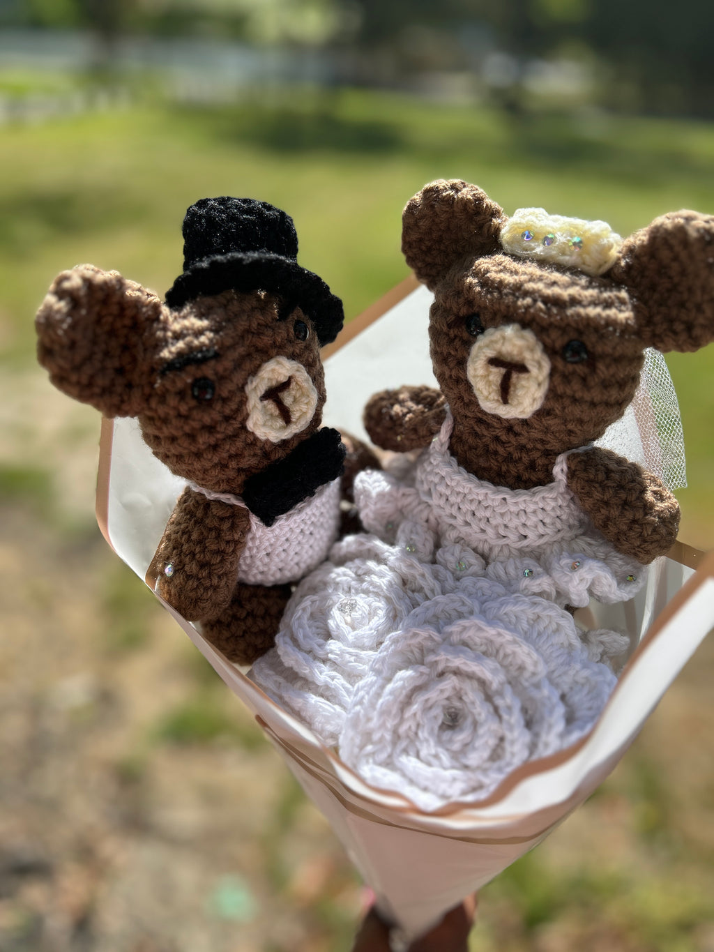 Crochet wedding bears 🧸👰🏽‍♀️🤵🏽‍♂️